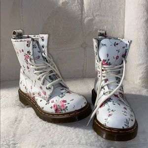 White Floral Doc Martens